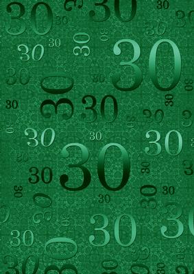 Dark Green 30 Birthday A4 Backing Paper