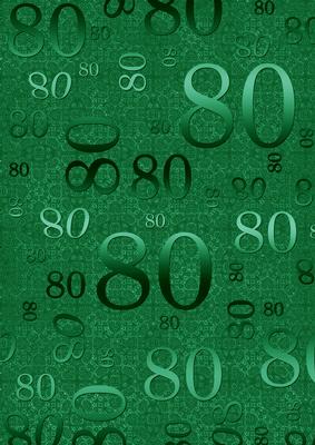 Dark Green 80 Birthday A4 Backing Paper