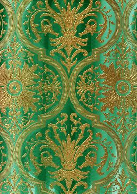 Dark Green Flower Gold Damask A4 Backing Paper