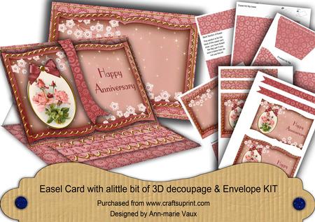 Pink Roses Happy Anniversary 3D Easel Book Kit