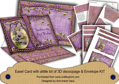 Purple Pansies Sending My Best 3D Easel Book Kit