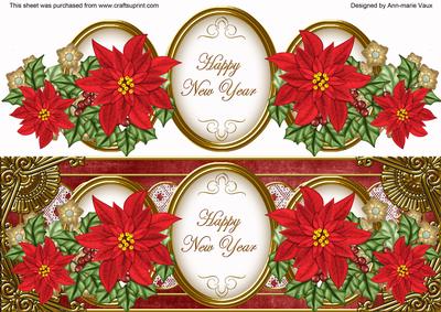 Red Poinsettia Happy New Year Large Dl Topper