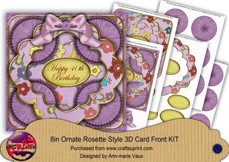 Cherry Blossom Lilac 40th Birthday 3D Rosette 8in Cf Kit