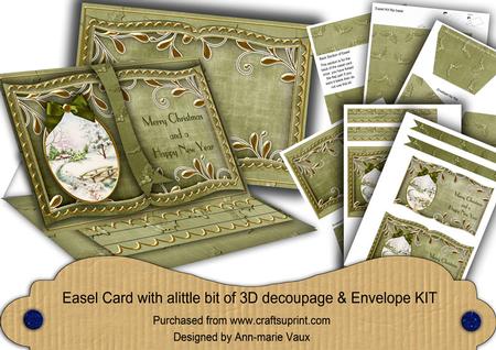 Olive Snowscene Merry Christmas & New Year 3D Easel Book Kit
