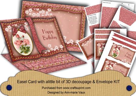 Pink Roses Happy Birthday 3D Easel Book Kit