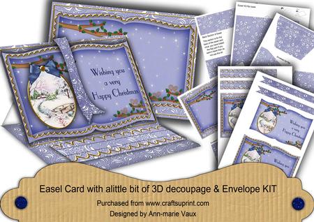 Blue Snowscene Happy Christmas 3D Easel Book Kit