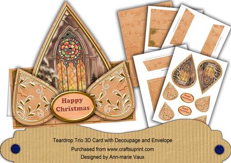 Church Window Borange Happy Christmas Teardrop Trio Kit