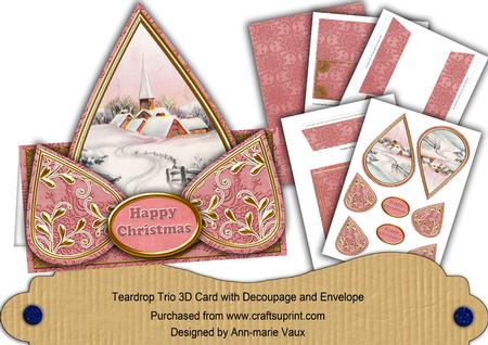 Pink Church Happy Christmas Teardrop Trio Kit