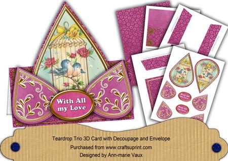 Pretty Lovebirds Cerise All My Love Teardrop Trio Kit