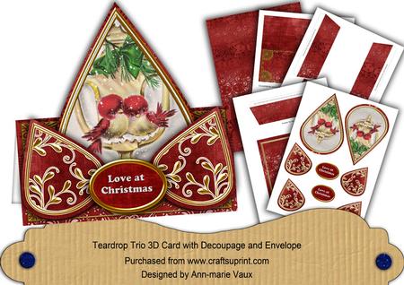 Lovebirds Red Love at Christmas Teardrop Trio Kit