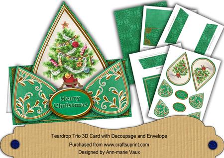 Elegant Tree Green Merry Christmas Teardrop Trio Kit