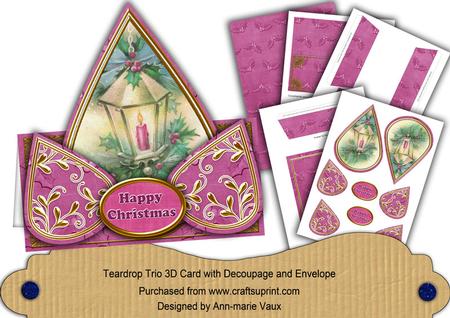 Pink Lantern2 Happy Christmas Teardrop Trio Kit