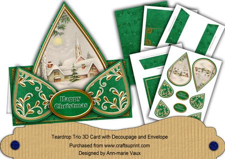 Winter Pub Green Happy Christmas Teardrop Trio Kit