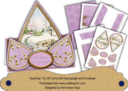 Pretty Snowscene Lilac Happy Christmas Teardrop Trio Kit