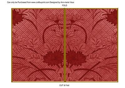Dark Red Oriental Reeds 7x5 Cut and Fold Card