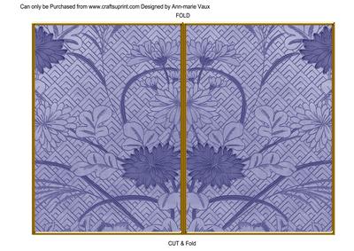 Blue Oriental Reeds 7x5 Cut and Fold Card
