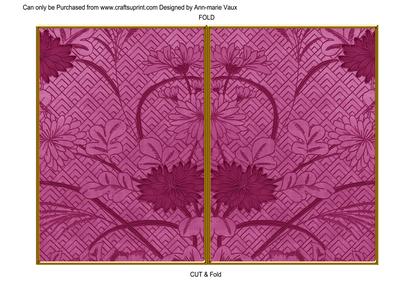 Cerise Oriental Reeds 7x5 Cut and Fold Card