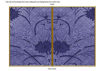 Dark Blue Oriental Reeds 7x5 Cut and Fold Card