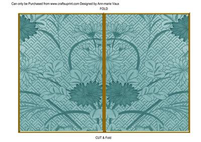 Dteal Oriental Reeds 7x5 Cut and Fold Card
