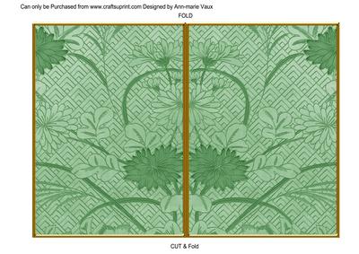 Mid Green Oriental Reeds 7x5 Cut and Fold Card