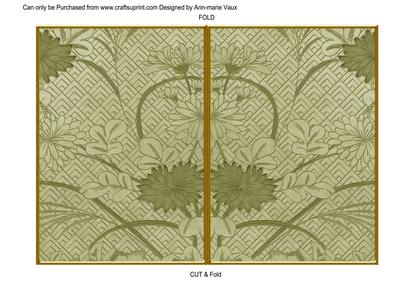 Olive Oriental Reeds 7x5 Cut and Fold Card