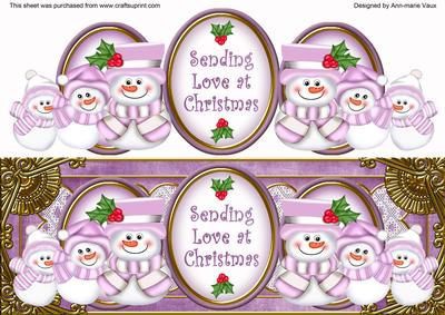 Lilac Snowman Love at Christmas Dl Topper