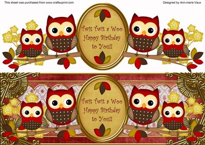 Red Owls Twit Twit a Woo Dl Decoupage Topper