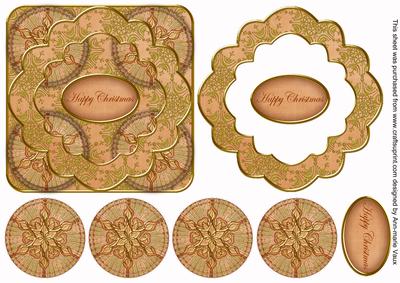 Borange Goldflake Happy Christmas 3D Rosette Topper