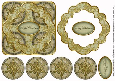 Olive Goldflake Happy Christmas 3D Rosette Topper