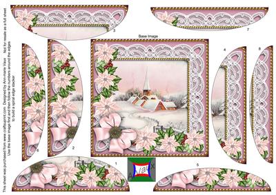 Pink Church Poinsettia 5in Rounded Spiral Stacker