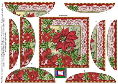 Red Poinsettia 5in Round Spiral Edge Stacker