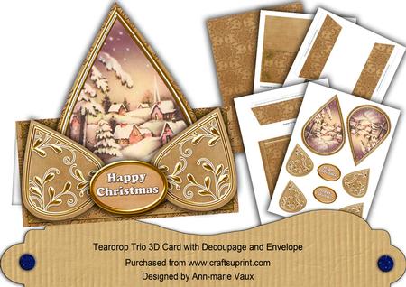 Snowy Village Happy Christmas Teardrop Trio Kit