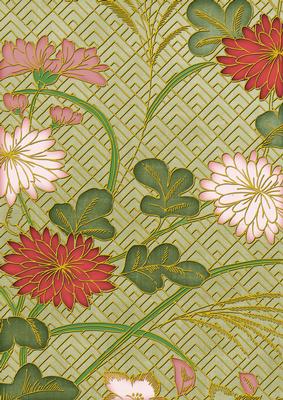 Olive Oriental Reeds Coloured A4 Backing Paper