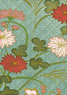 Dteal Oriental Reeds Coloured A4 Backing Paper