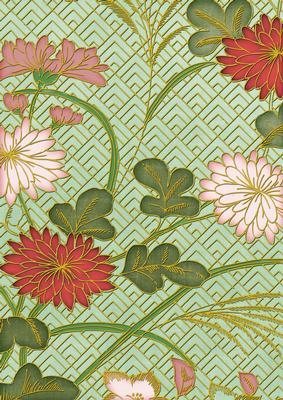 Mint Green Oriental Reeds Coloured A4 Backing Paper