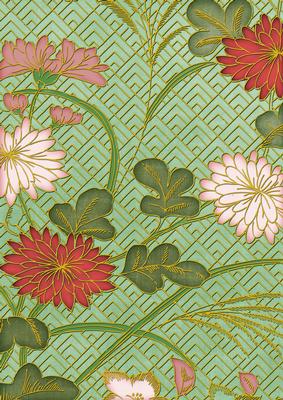 Mid Green Oriental Reeds Coloured A4 Backing Paper