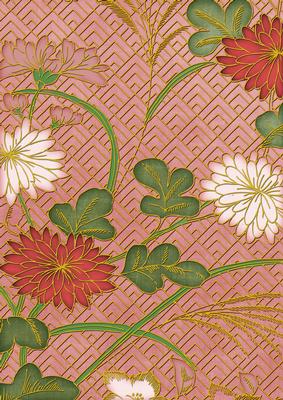 Pink Oriental Reeds Coloured A4 Backing Paper