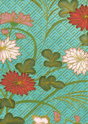 Teal Oriental Reeds Coloured A4 Backing Paper