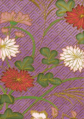Purple Oriental Reeds Coloured A4 Backing Paper