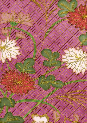 Cerise Oriental Reeds Coloured A4 Backing Paper