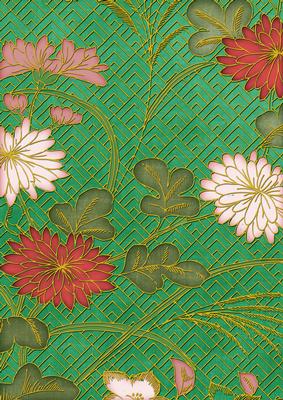 Dark Green Oriental Reeds Coloured A4 Backing Paper