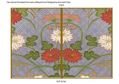 Blue Oriental Reeds Colour 7x5 Cut and Fold Card