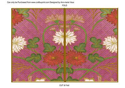 Cerise Oriental Reeds Colour 7x5 Cut and Fold Card