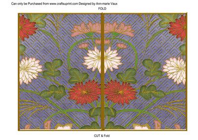 Dark Blue Oriental Reeds Colour 7x5 Cut and Fold Card