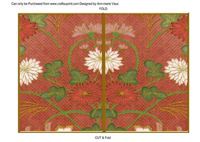 Dark Red Oriental Reeds Colour 7x5 Cut and Fold Card
