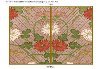 Dpink Oriental Reeds Colour 7x5 Cut and Fold Card