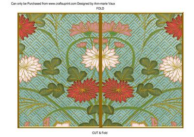 Dteal Oriental Reeds Colour 7x5 Cut and Fold Card