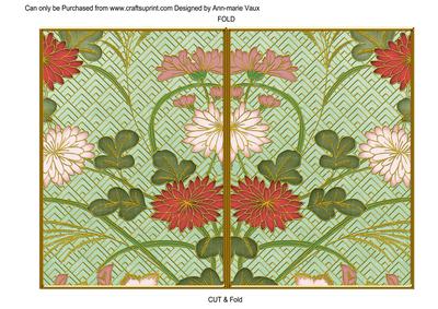Mint Green Oriental Reeds Colour 7x5 Cut and Fold Card