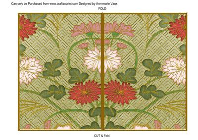 Olive Oriental Reeds Colour 7x5 Cut and Fold Card
