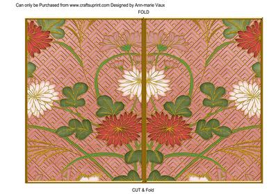 Pink Oriental Reeds Colour 7x5 Cut and Fold Card